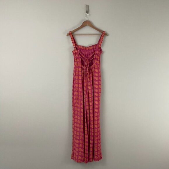 Urban Outfitters Ecote Floral Linen Blend Pleated Jumpsuit Size Small - Picture 2 of 8